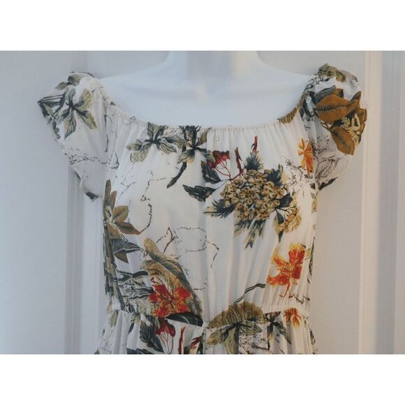 Fashion Nova Hot Tropic Print Off Shoulder Overlay Romper Size S - Picture 6 of 8